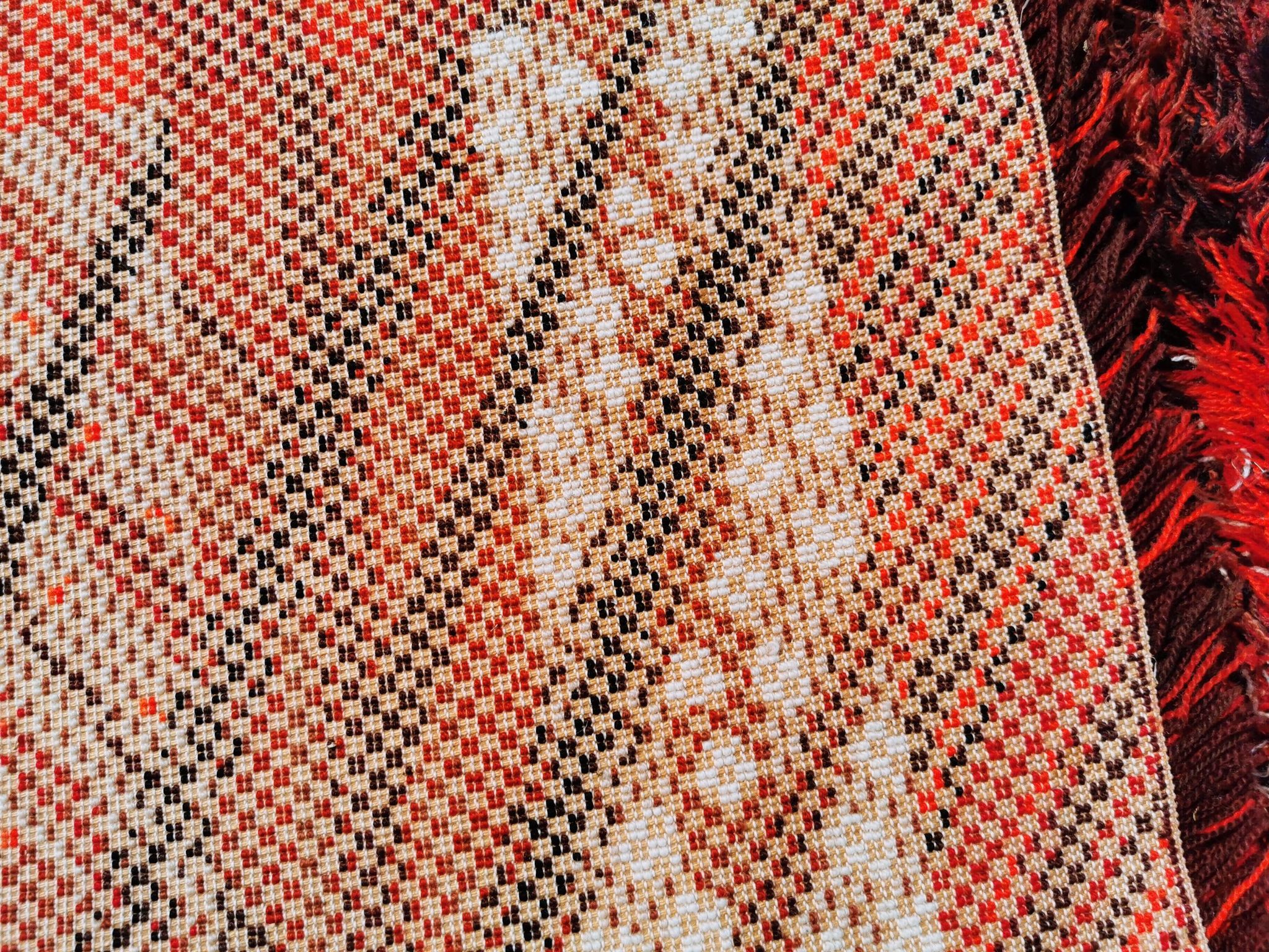 Swedish handmade wool - rya rug. estimated 1960s.