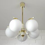 Mid-century modern vintage chandelier MCM Sputnik white hanging lamp 1970's