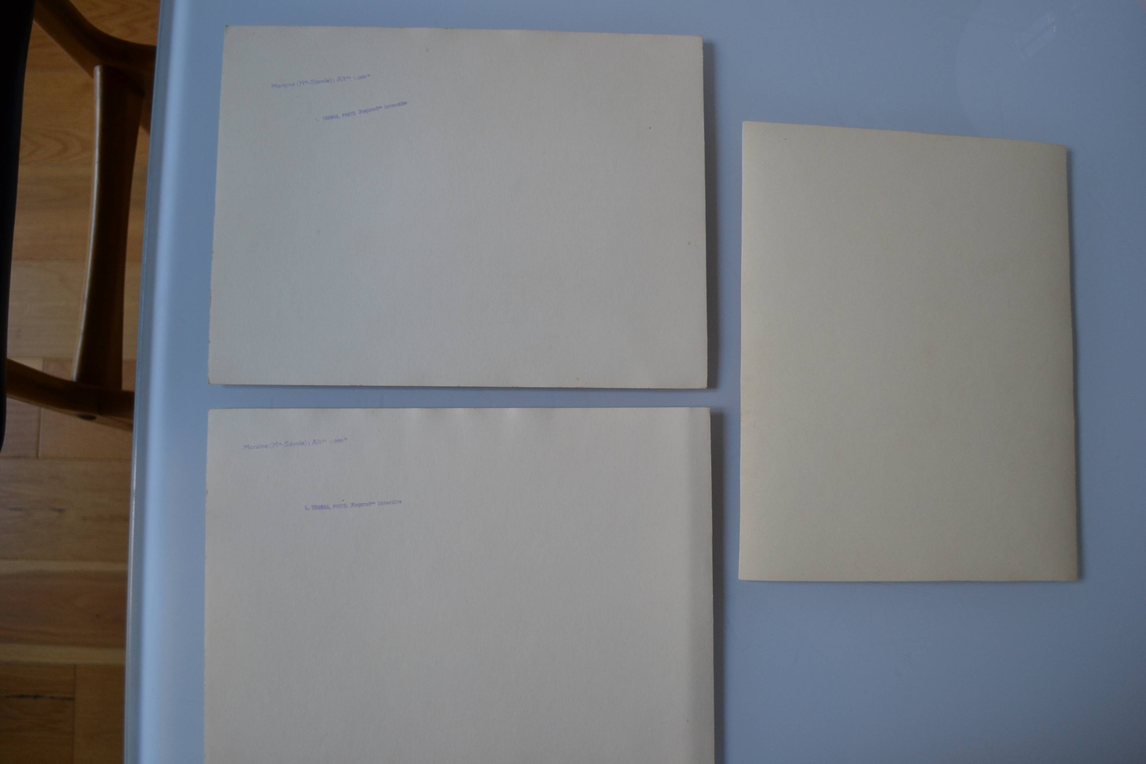 Old silver photo circa 1950 by L. Thomas in Morzine set of 3