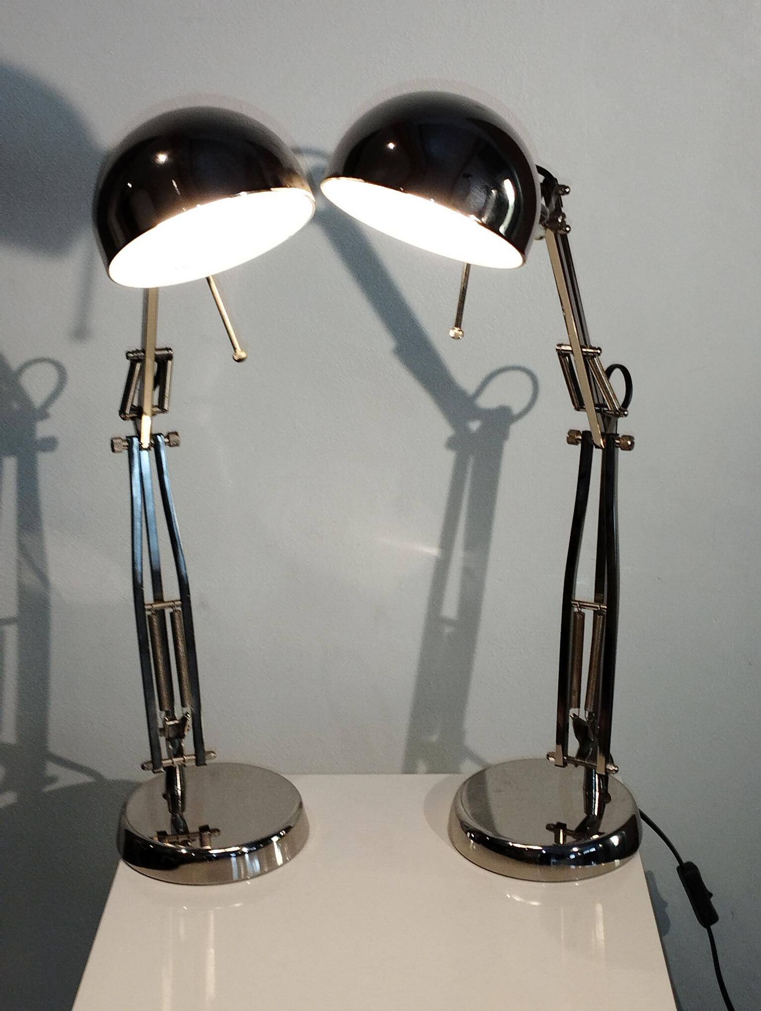 Pair of articulated lamps vintage 1980s industrial design