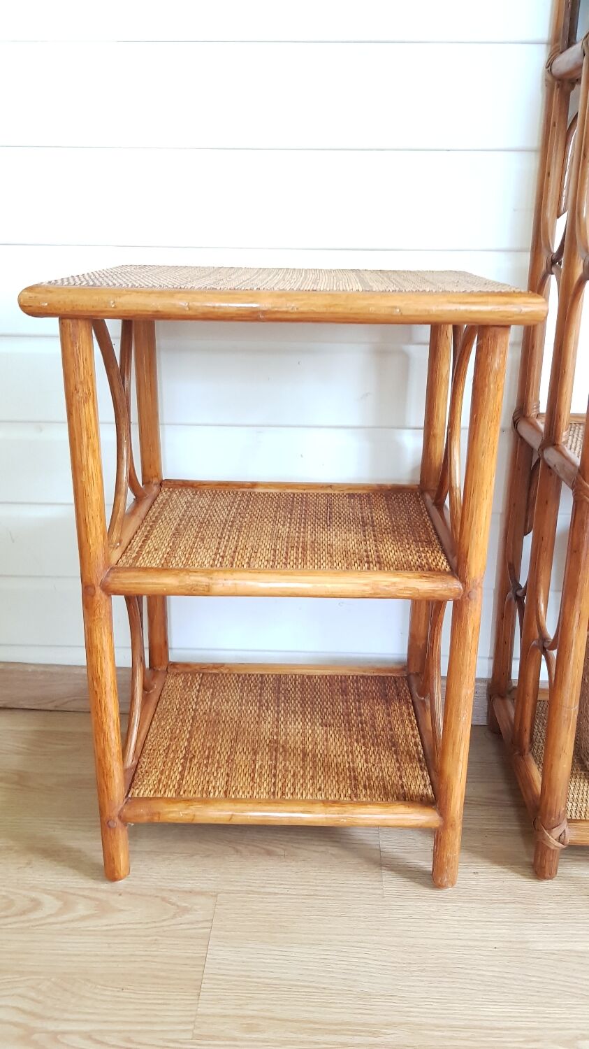 Rattan bedside table bookcase