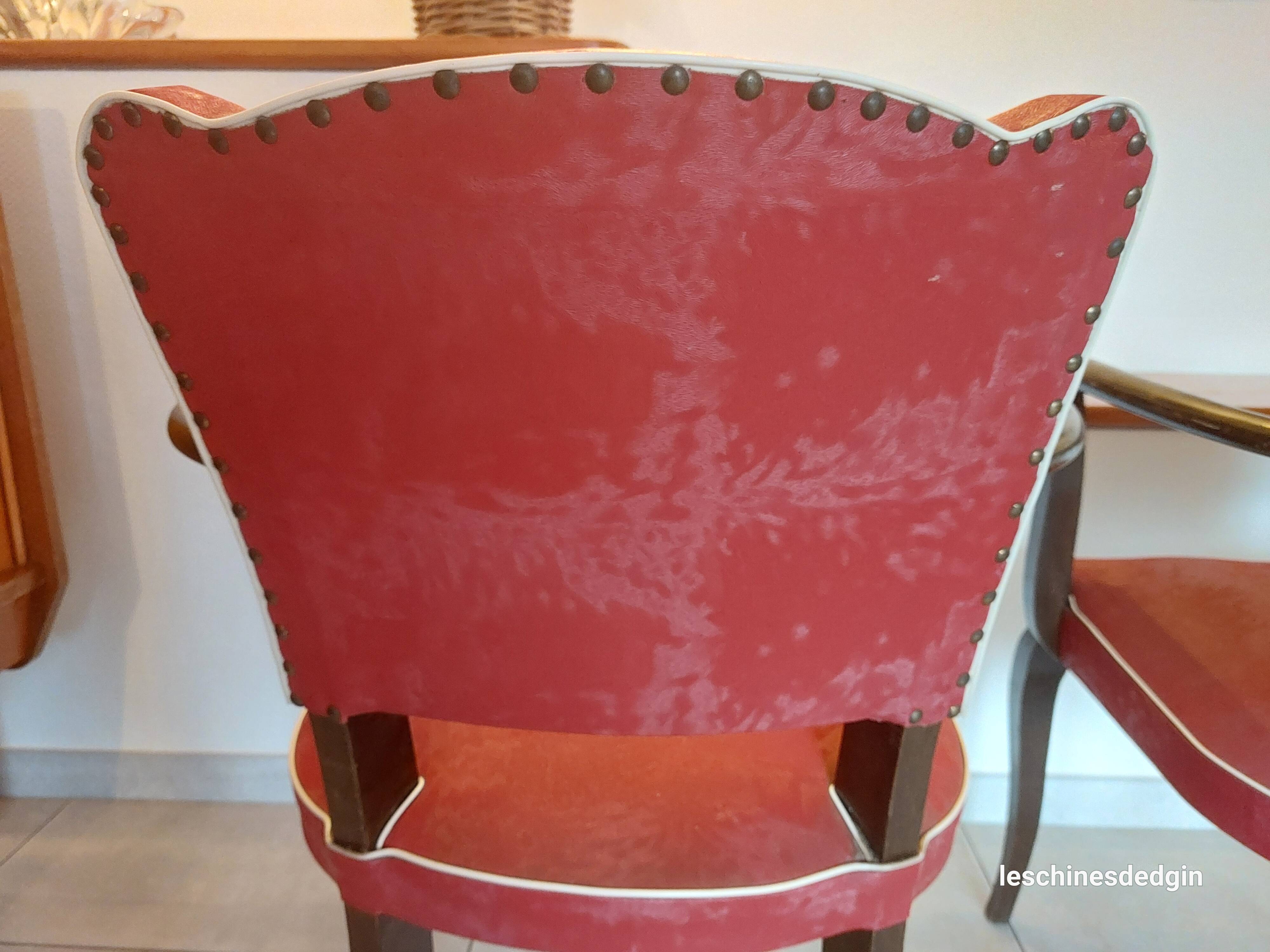 pair of red bridge armchairs