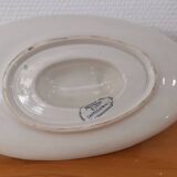 Saucière sur pied en terre de fer bleu/vert modèle "Mignon", H & Cie Sarreguemines