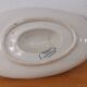 Gravy boat on foot in blue/green iron clay model "Mignon", H & Cie Sarreguemines