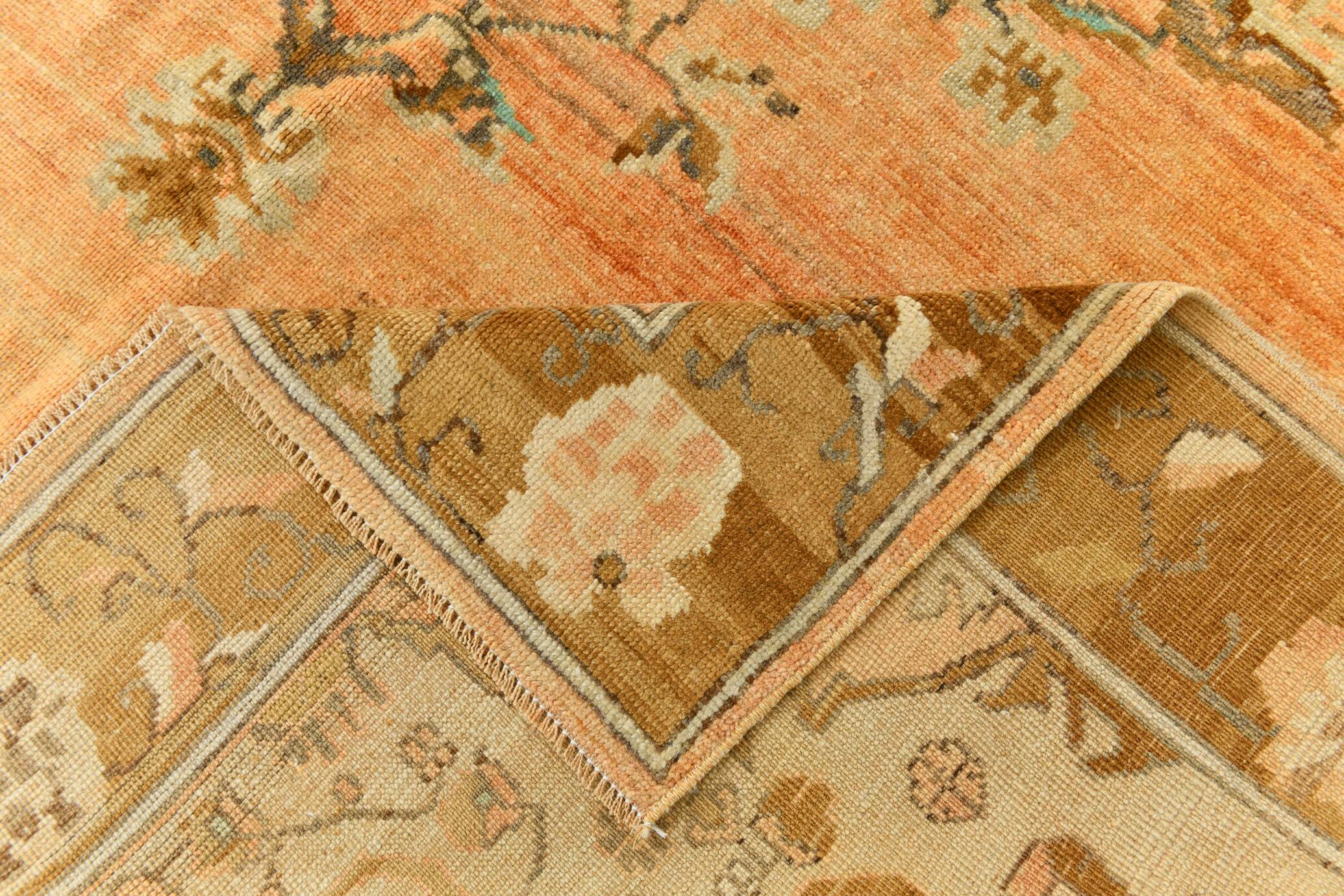 7x10 Peach & Brown Classic Persian Rug, 204x313Cm