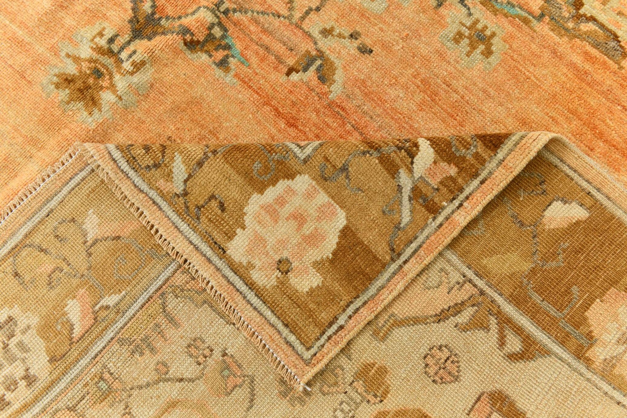 Tapis persan classique pêche et marron 7x10, 204x313 cm