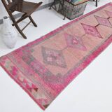 3x12 Pink Persian Vintage Runner Rug, 92x355Cm SK 18193