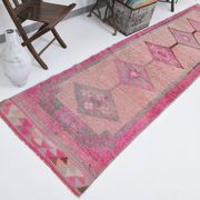 3x12 Pink Persian Vintage Runner Rug, 92x355Cm SK 18193