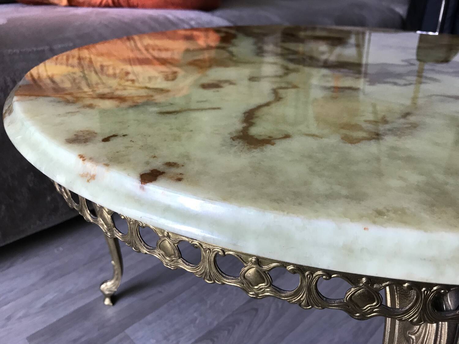 Marble and brass side coffee table