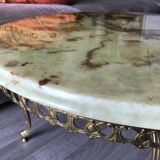 Marble and brass side coffee table
