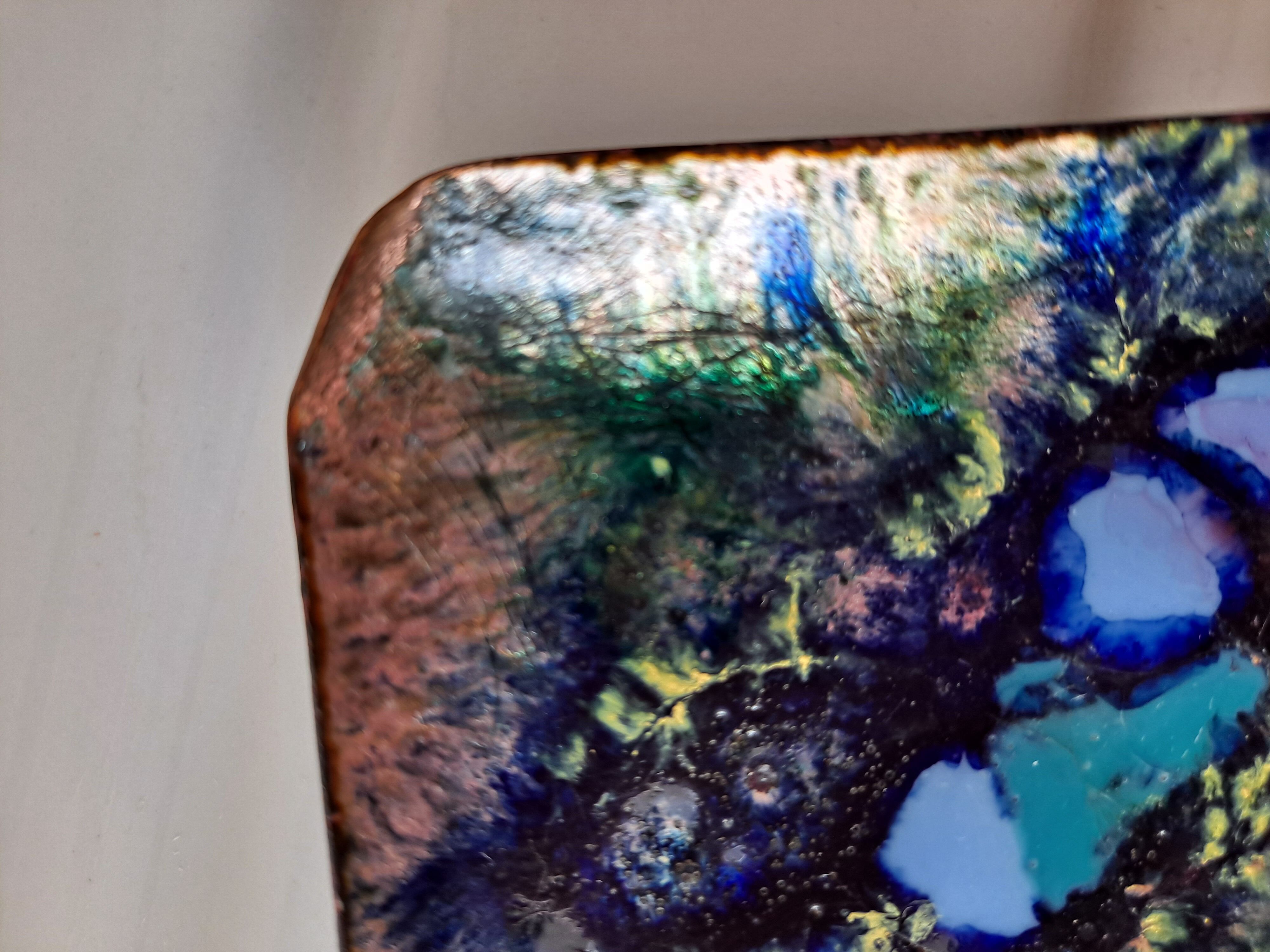 Empty blue enamel pocket