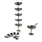 Set of 6 Guy Degrenne stainless steel ice cream cups with spoon