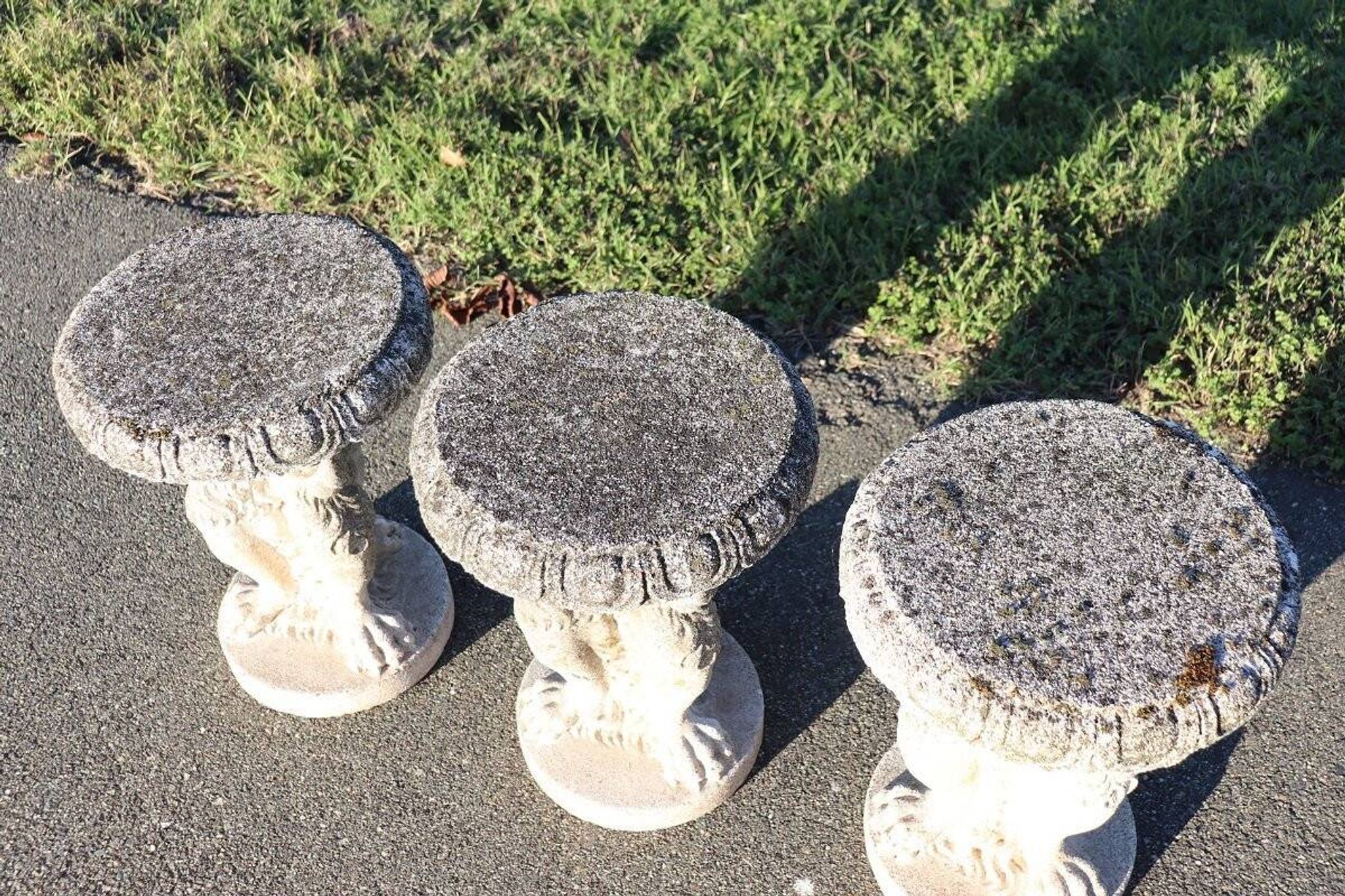 Garden set table and 6 stools, Italy early 20th century