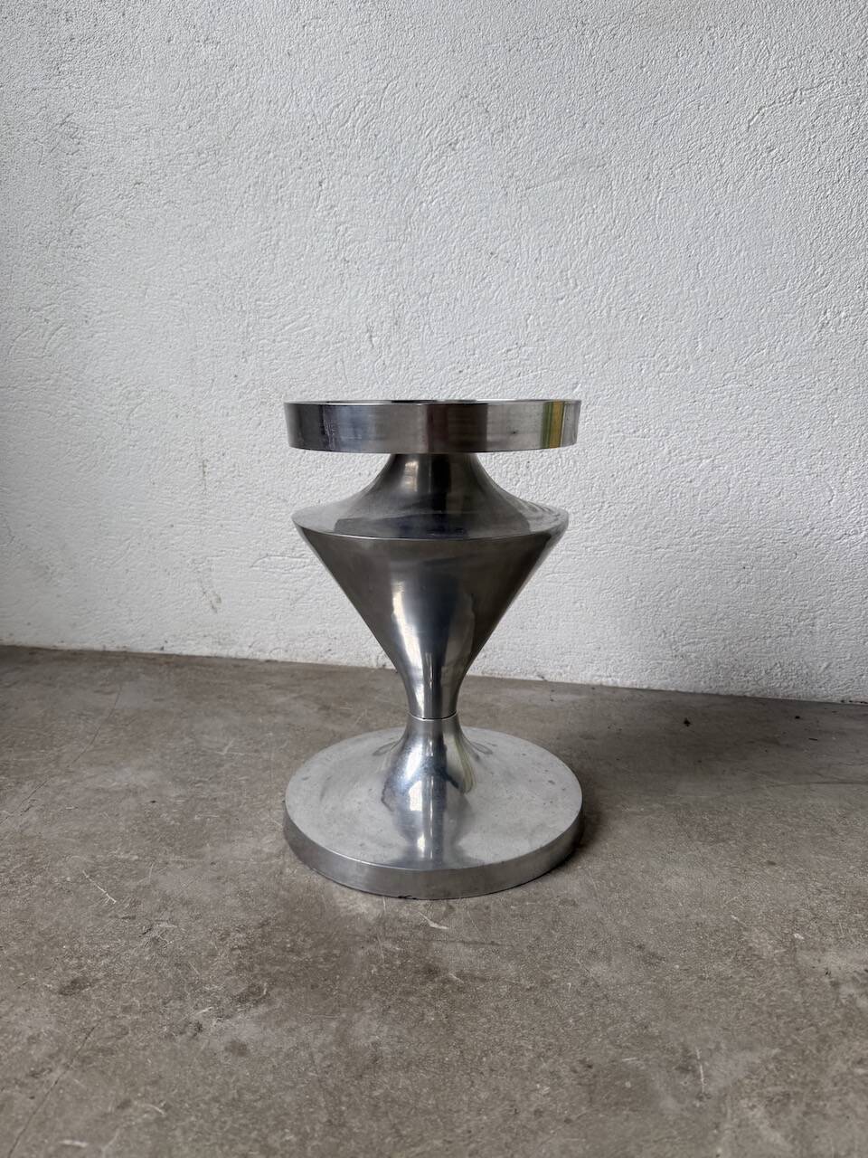Brushed stainless steel console pedestal 1970
