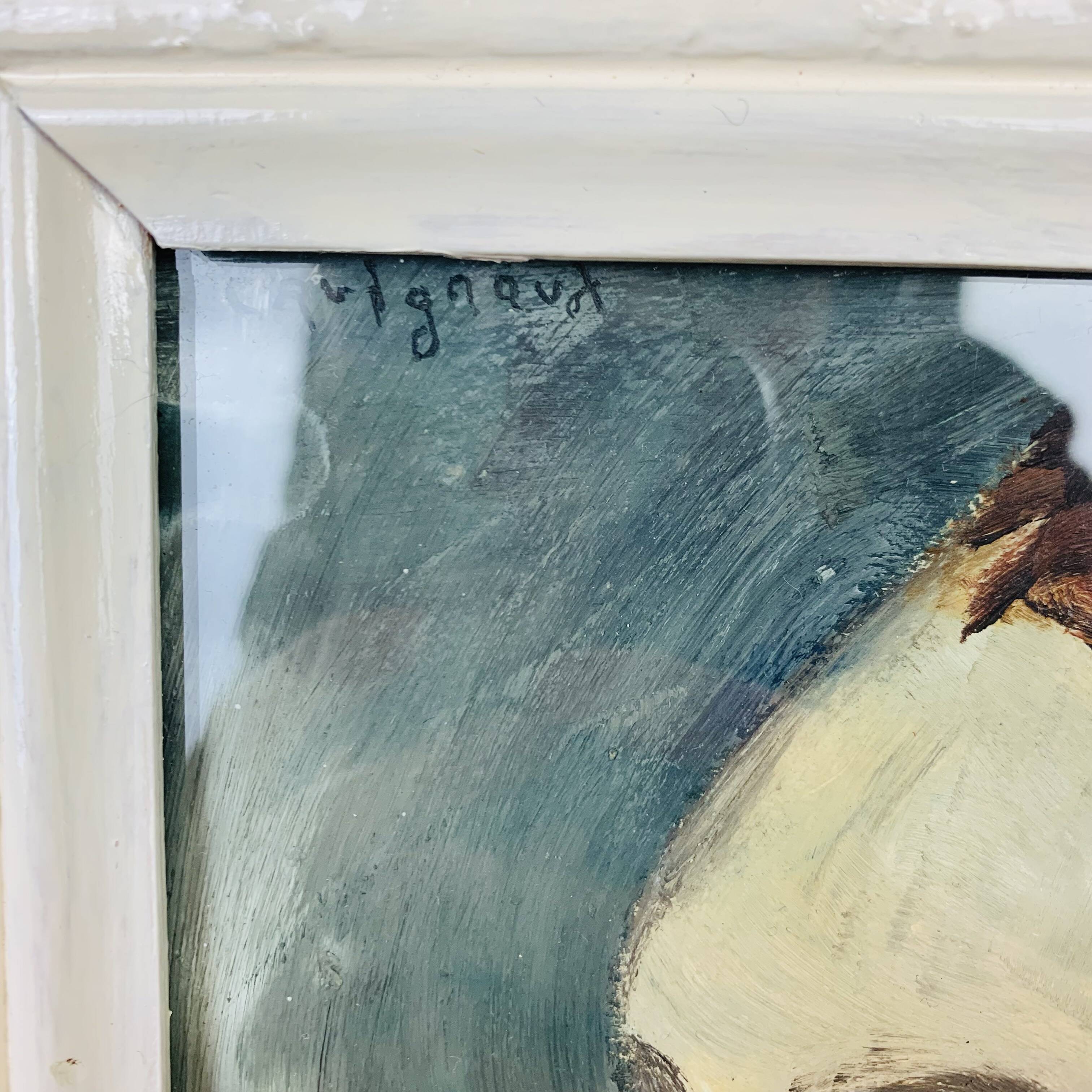Painting portrait of a woman in figurative style signed Cavignaux