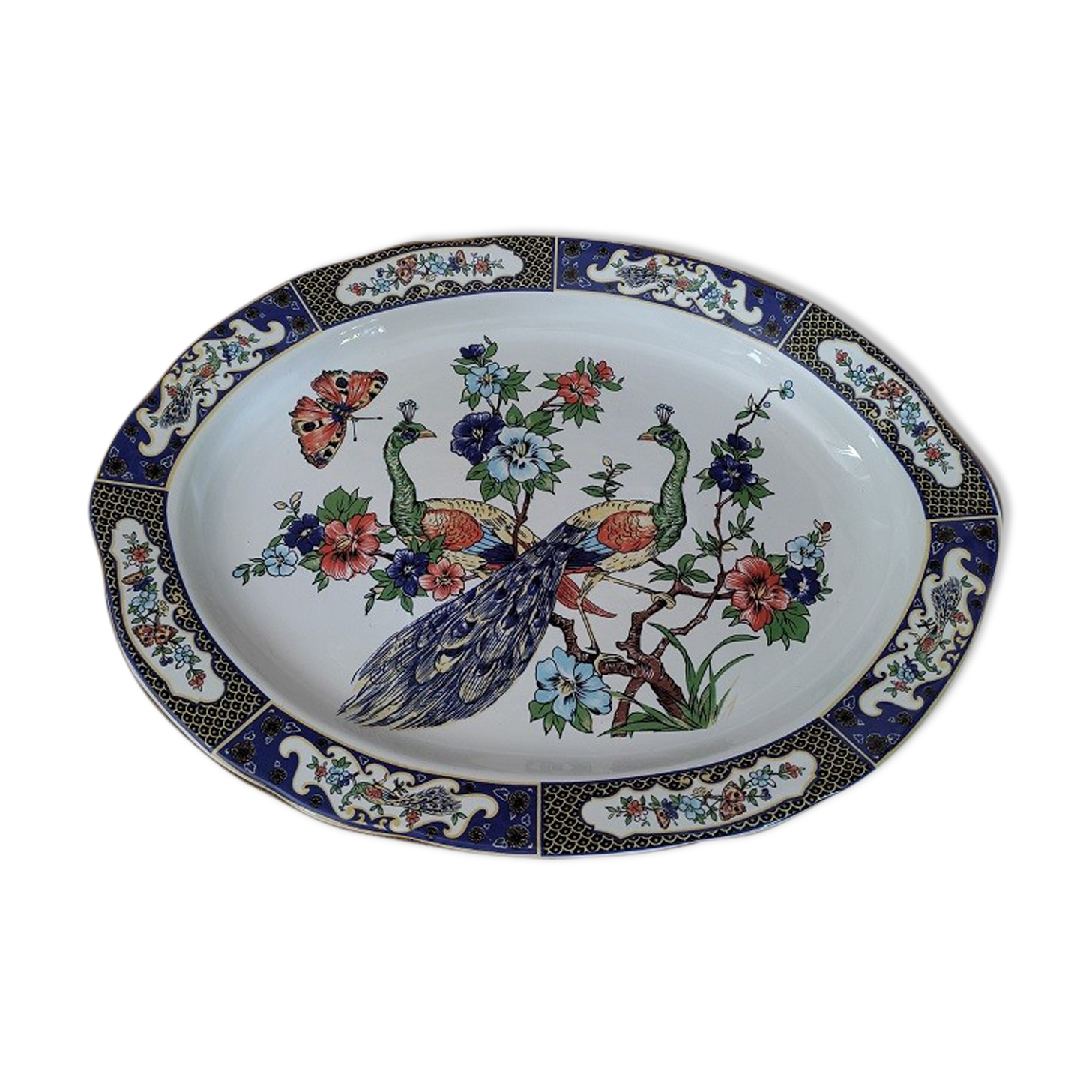 Large Porcelain Dish decoration Birds Peacocks Ancient