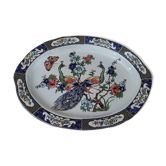 Plat porcelaine décor oiseaux paons ancien