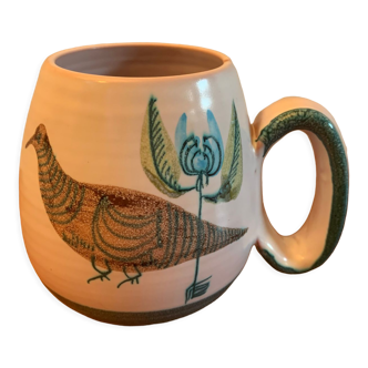 Ceramic mug or mug signed Yvon Roy