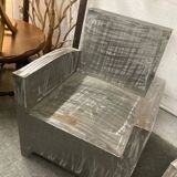 Pair of industrial metal armchairs