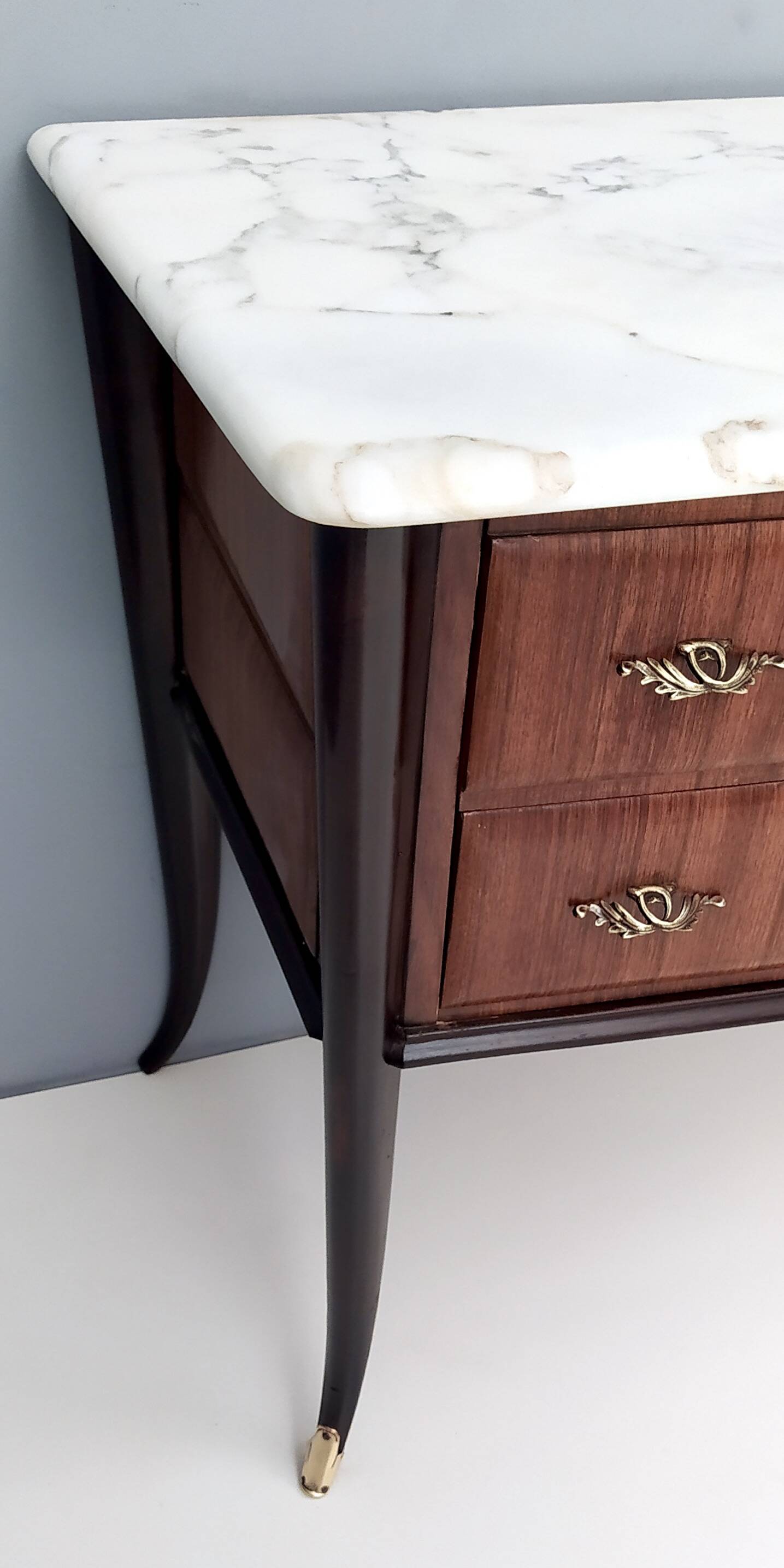 Black Walnut Dresser Produced by Dassi with Carrara Marble Top, Italy