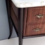 Commode en noyer noir, fabriquée par Dassi, avec plateau en marbre de Carrare, Italie