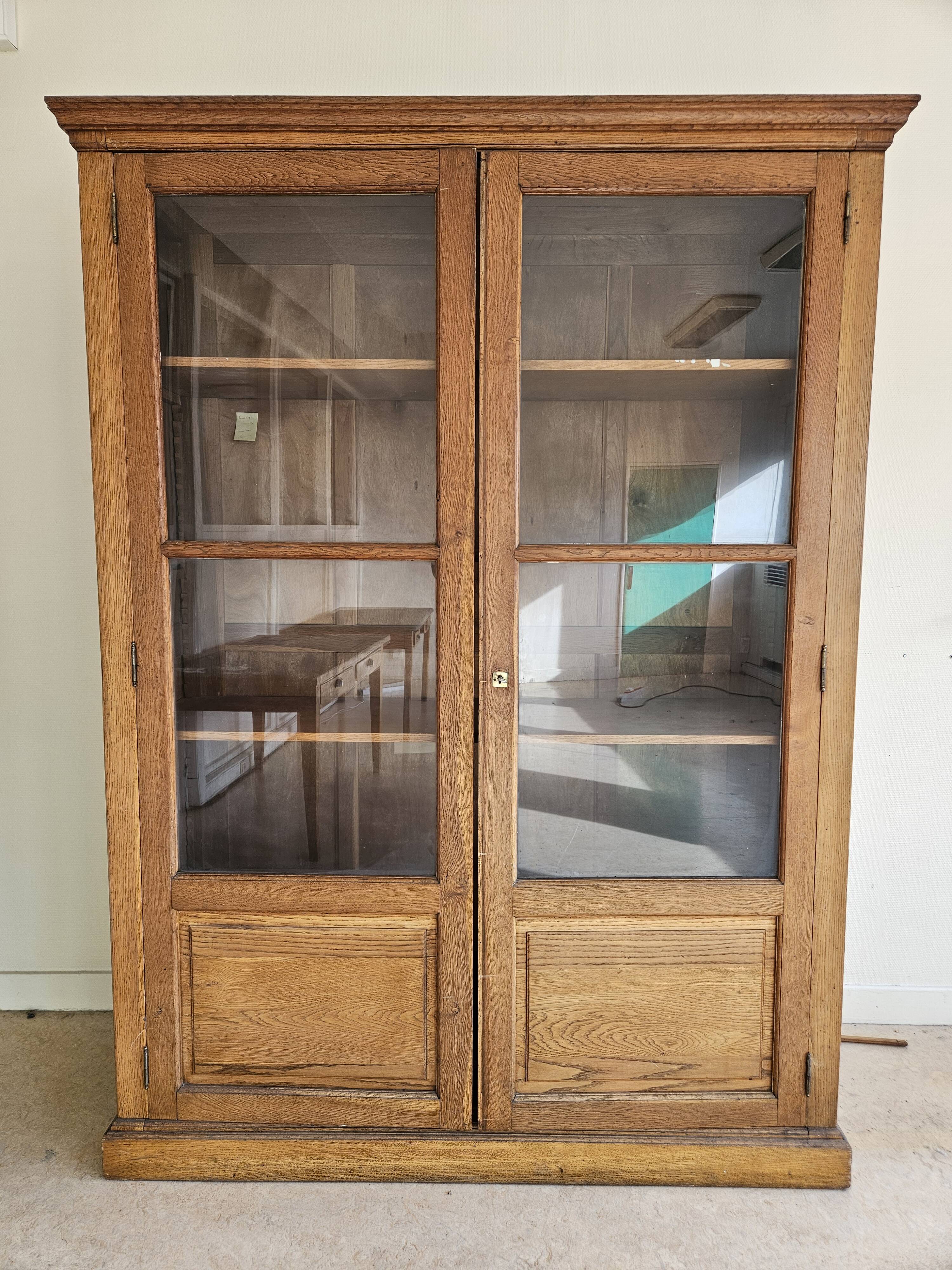 Large antique oak administration cabinet