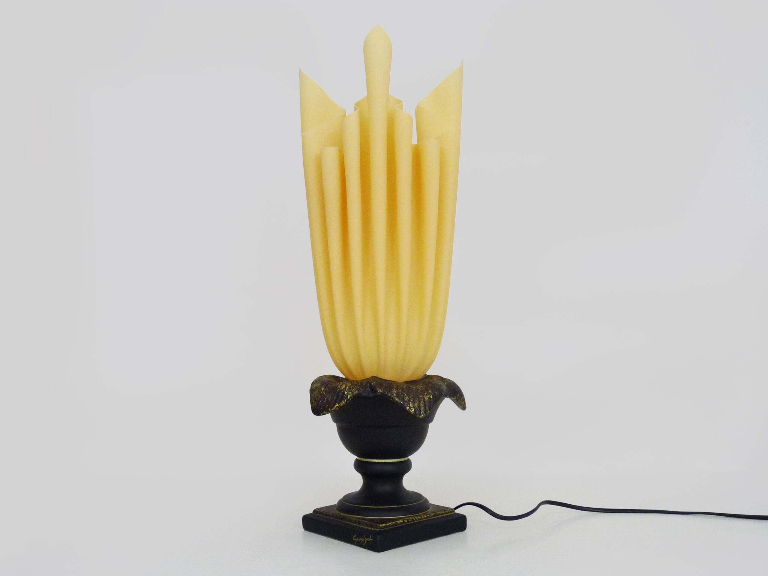 Georgia Jacob gold leaf Flaming Torch table lamp. France 70s