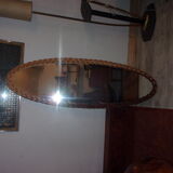 Oval-style rattan mirror