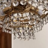 Antique Balloon Chandelier in Gilded Brass, Empire Style, 4 Lights