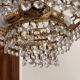 Antique Balloon Chandelier in Gilded Brass, Empire Style, 4 Lights