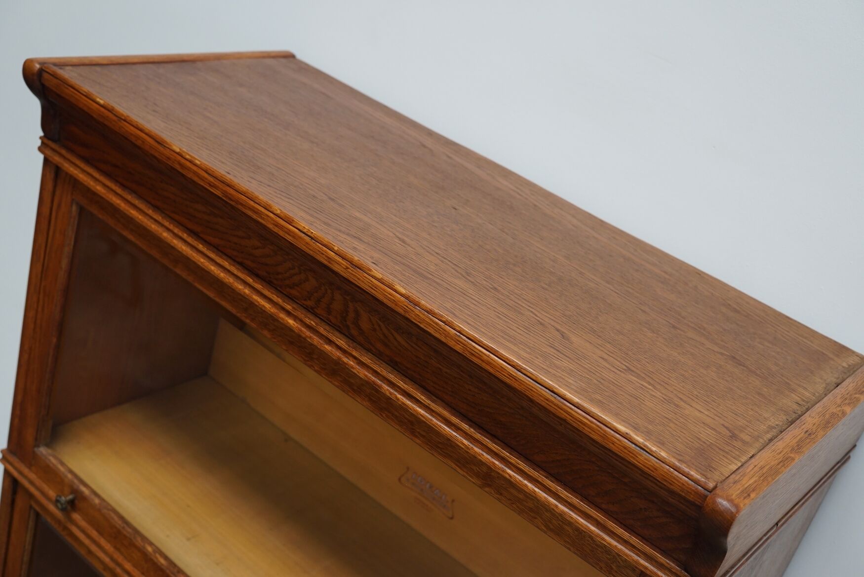 German oak bookcase with folding doors, ca 1900