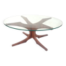 Table base ronde verre et palissandre Ø85