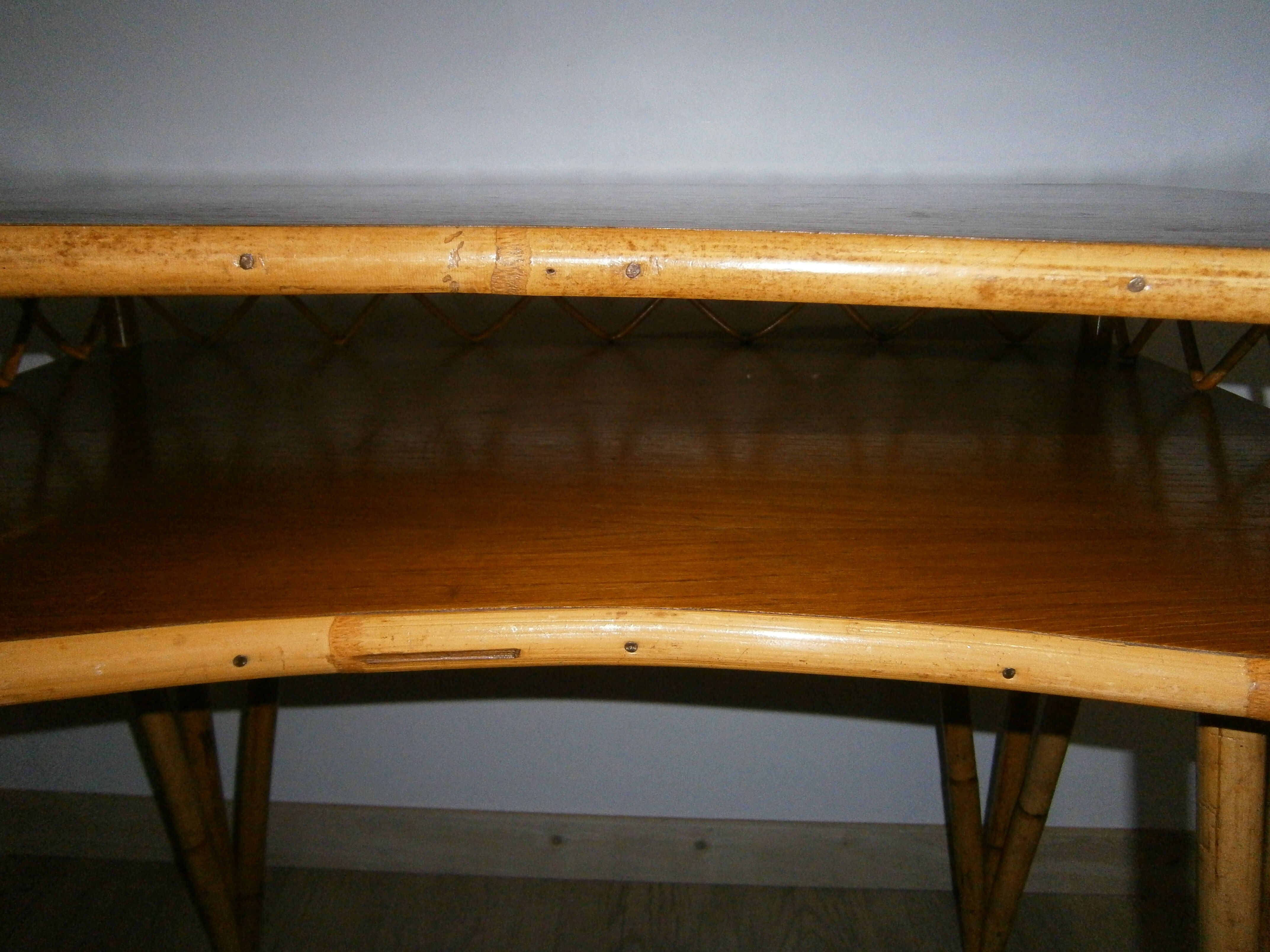 Rattan and wood desk