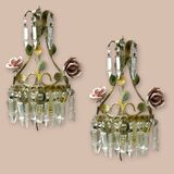 Tole Crystal Sconces Set of 2