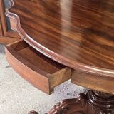 Large Louis Philippe period mahogany fiddle-shaped pedestal table, 19th century