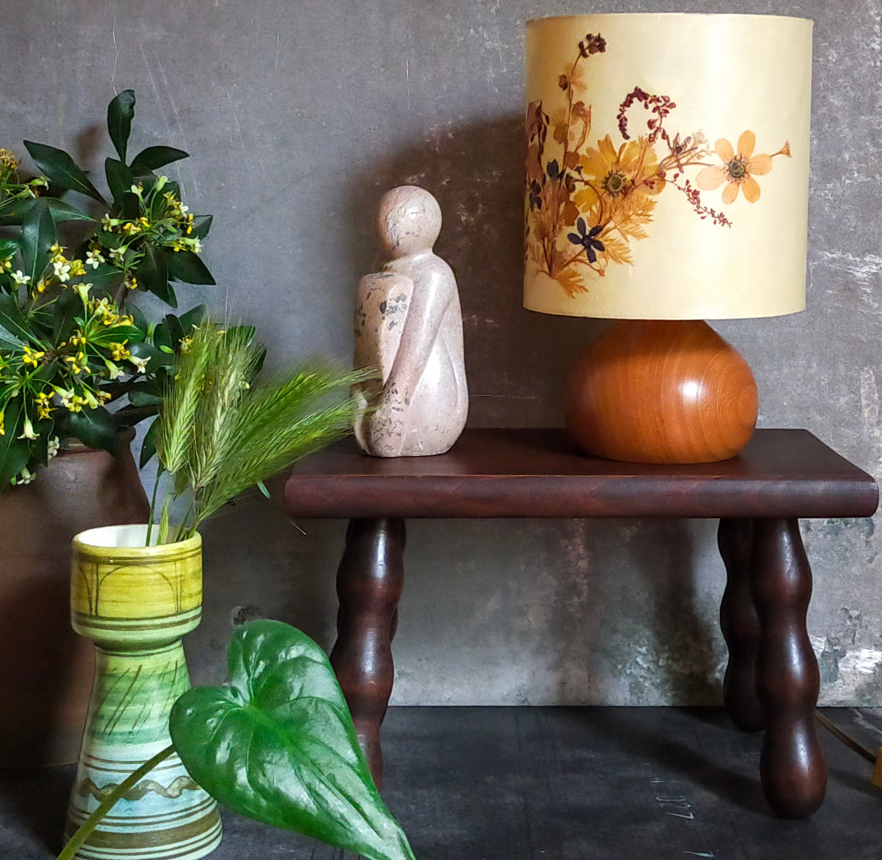 Lampe de chevet en bois vintage