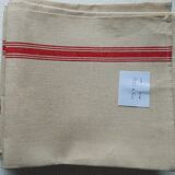 Set of 6 old tea towels metis color ecru red stripes
