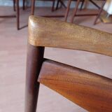 4 Mcintosh teak and velvet fabric chairs vintage 1960
