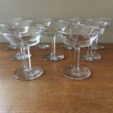 Suite of 9 old champagne glasses