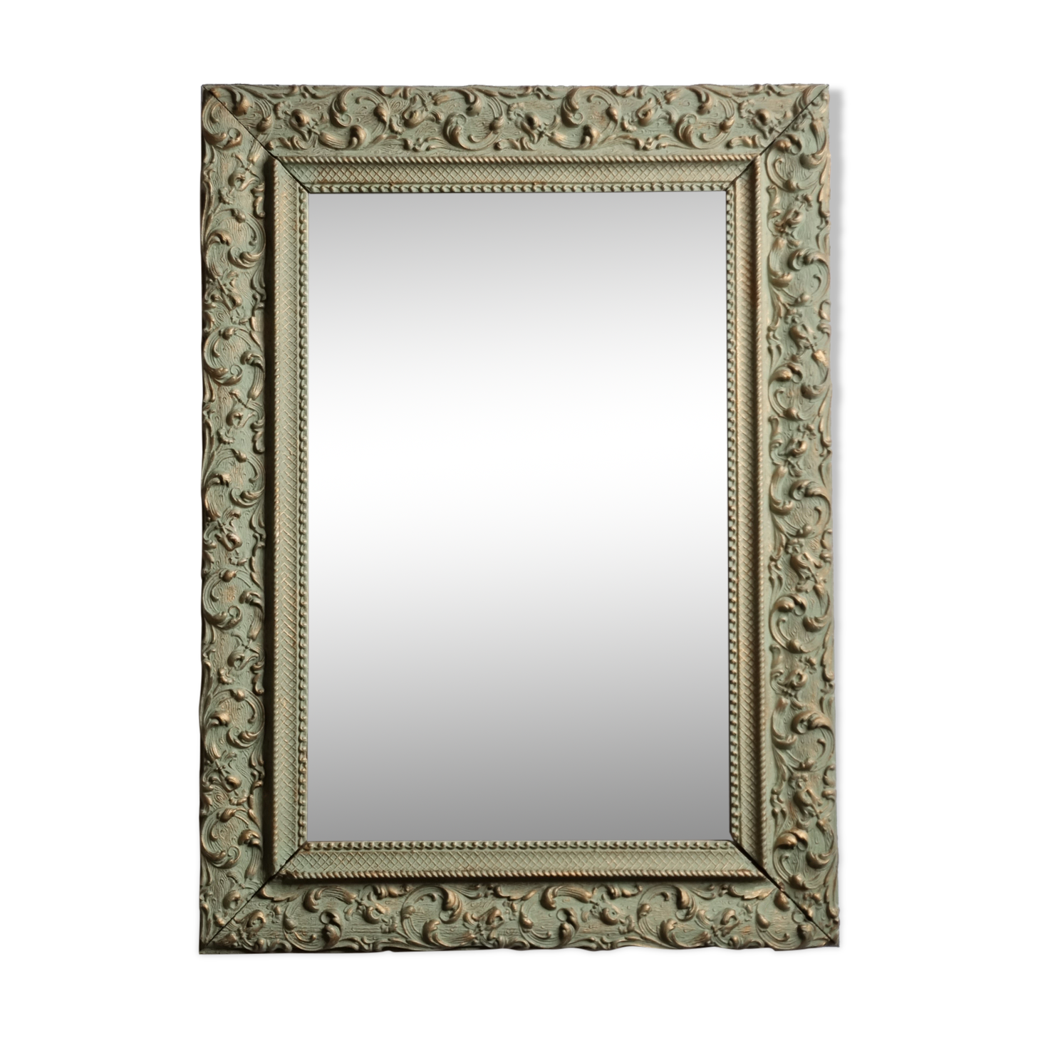 MIroir ancien de style Louis XV en stuc et bois patiné 58x43 cm
