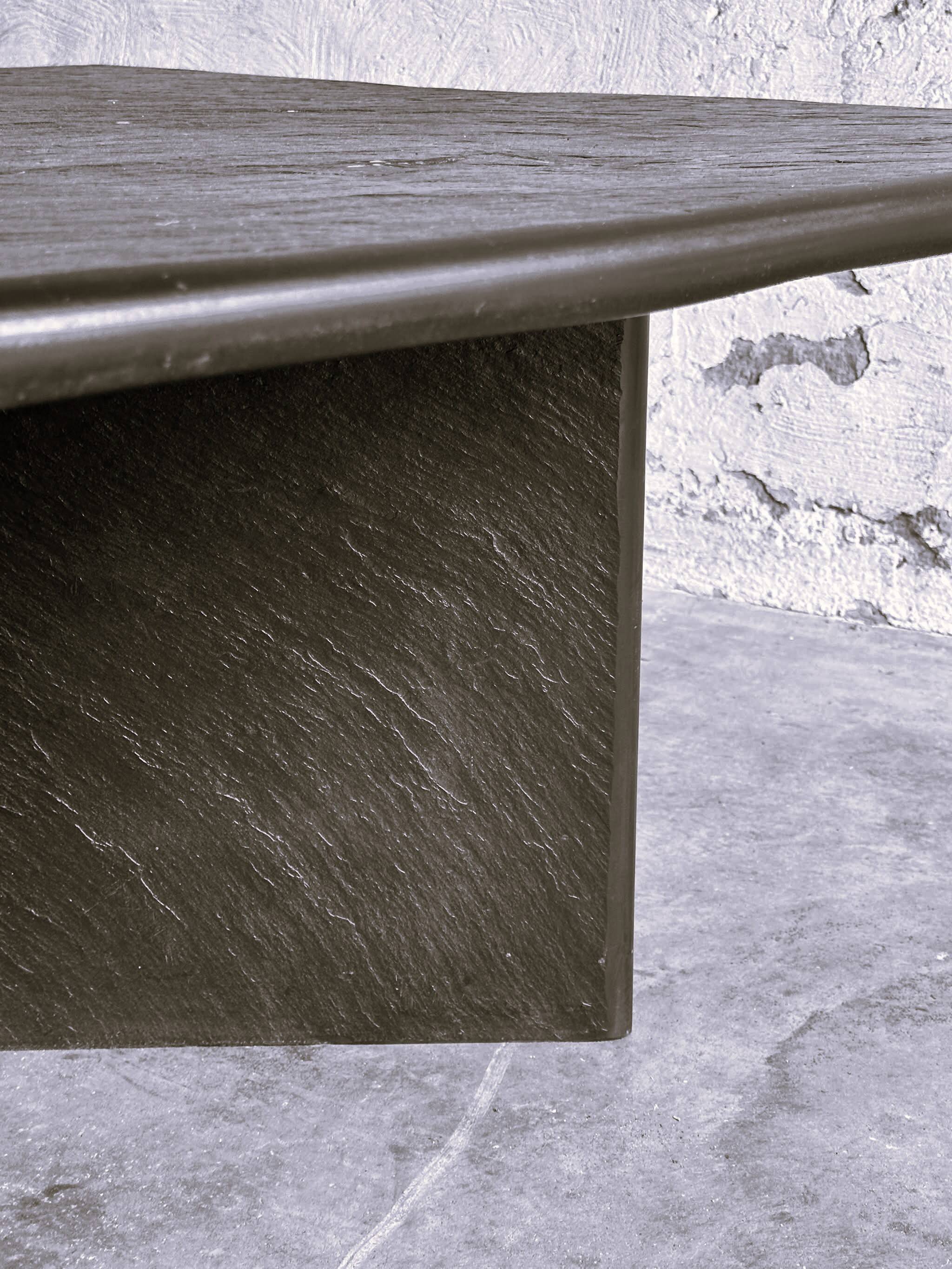 Massive Solid Square Slate Coffee Table, 1970s. France
