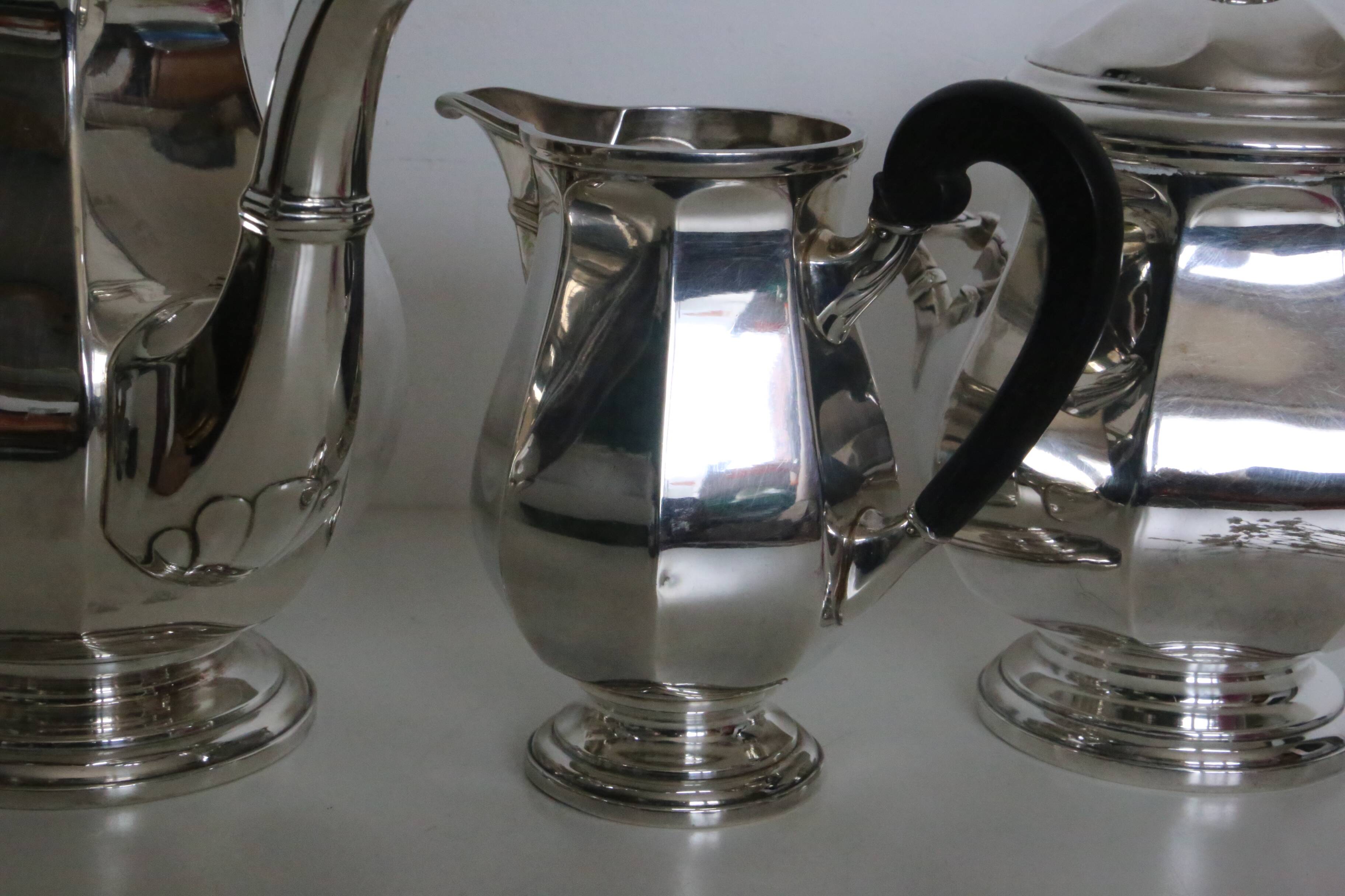 Silver-plated coffee service with ebony handles
