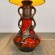 Orange ceramic sun lamp with jute fabric from the 1970s.
