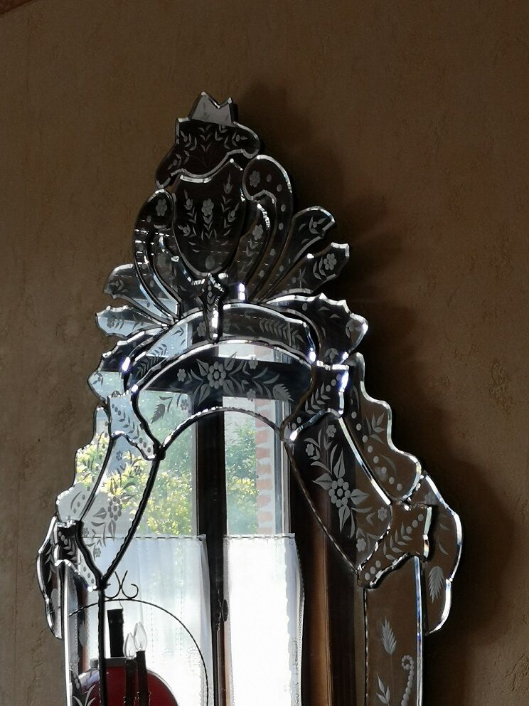 Venetian oval mirror 1970 vintage - 119x74cm