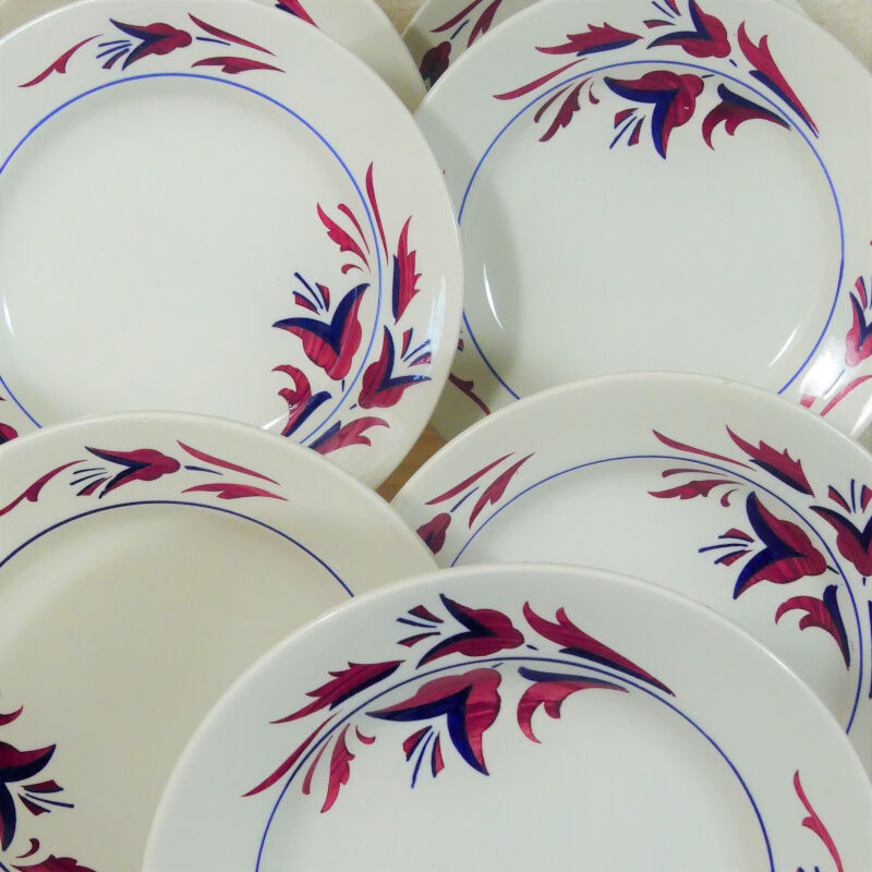 Seven flat plates model "Provence" Niderviller - Old plates Niderviller