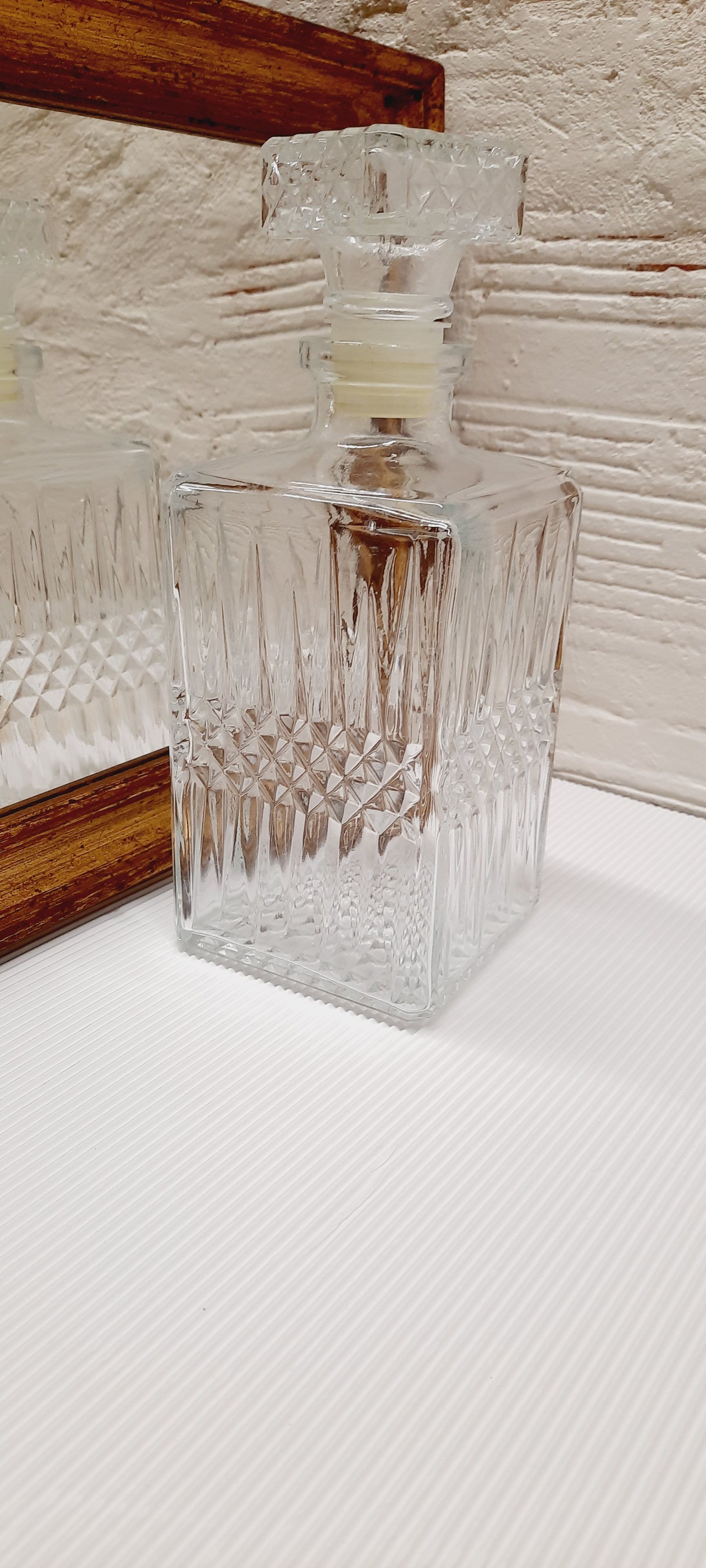 Carafe à whisky verre ciselé années 60