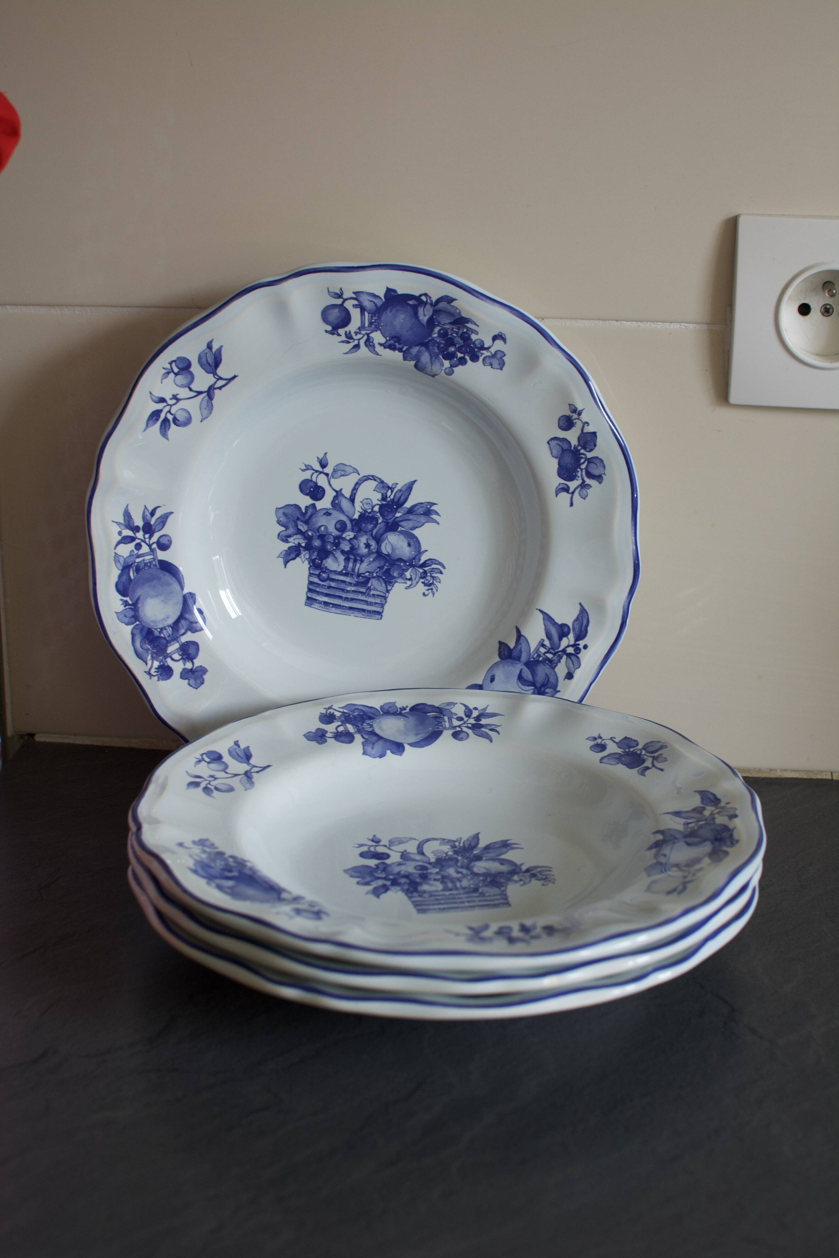 4 vintage Luneville earthenware plates