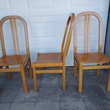 Set of 6 chairs, oak and leather