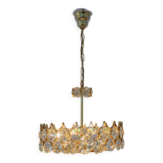 Golden brass chandelier, Sciolari design by Palwa, Germany, 1970s