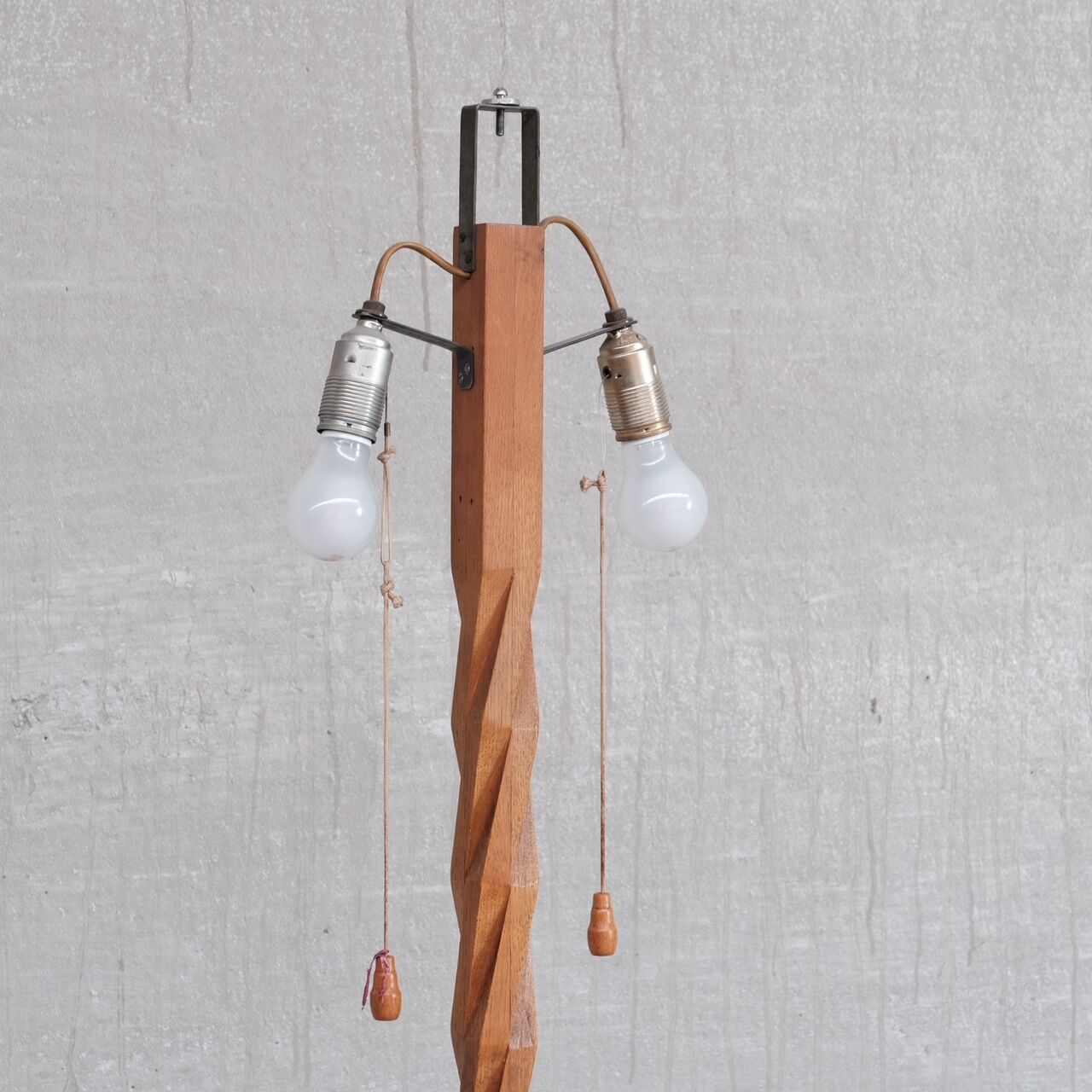 Turned Wooden Mid-Century French Floor Lamp